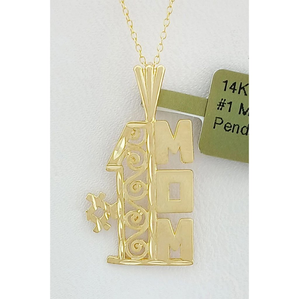 1 Mother Pendant Solid 14k Yellow Gold